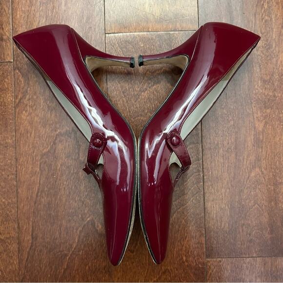 Boden Retro Oxblood Burgundy Patent Leather T Strap Heels, Mary Jane’s, Size 8.5 - Picture 5 of 16